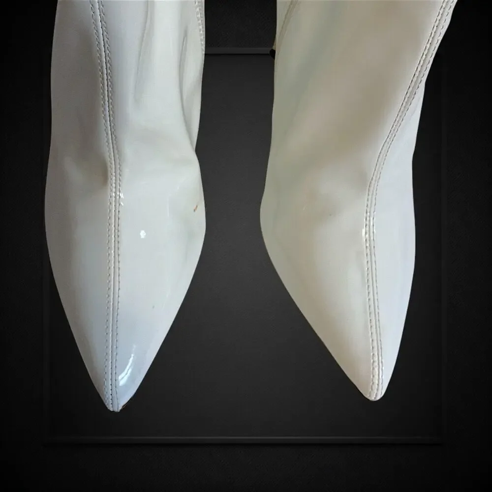 Steve Madden Women’s SZ‎ 7.5M White Patent Stiletto High Heels Side Zip